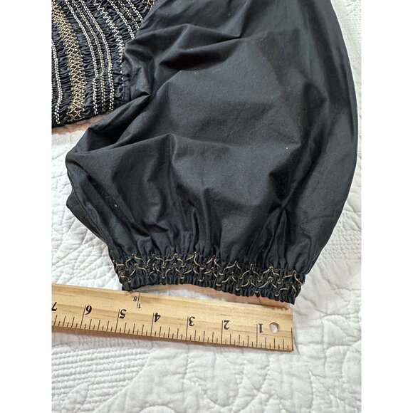 NWOT Old Navy 4X Puff Sleeve Midi Dress Black Smocked with Pockets - Picture 11 of 13